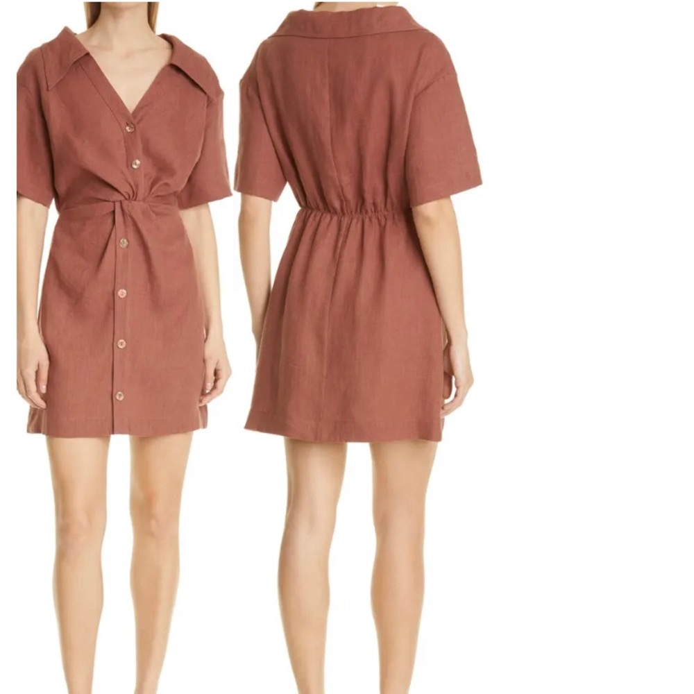 NANUSHKA Taiga Linen Mini Shirtdress Small